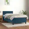 Image de Sommier À Lattes De Lit Avec Matelas Bleu Foncé 90x190 Cm Vidaxl