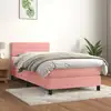 Image de Sommier À Lattes De Lit Avec Matelas Rose 90x200 Cm Velours Vidaxl