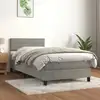 Image de Sommier À Lattes De Lit Et Matelas Gris Clair 100x200cm Velours Vidaxl