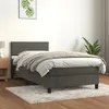 Image de Sommier À Lattes De Lit Avec Matelas Gris Foncé 100x200 Cm Vidaxl