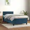 Image de Sommier À Lattes De Lit Avec Matelas Bleu Foncé 100x200 Cm Vidaxl