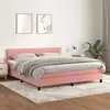 Image de Sommier À Lattes De Lit Avec Matelas Rose 160x200 Cm Velours Vidaxl