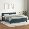 Image de Sommier À Lattes De Lit Et Matelas Bleu Foncé 180x200cm Velours Vidaxl
