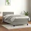 Image de Sommier À Lattes De Lit Et Matelas Gris Clair 80x200 Cm Velours Vidaxl