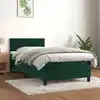 Image de Sommier À Lattes De Lit Et Matelas Vert Foncé 80x200 Cm Velours Vidaxl