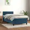 Image de Sommier À Lattes De Lit Avec Matelas Bleu Foncé 100x200 Cm Vidaxl