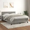 Image de Sommier À Lattes De Lit Et Matelas Gris Clair 140x200cm Velours Vidaxl