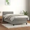Image de Sommier À Lattes De Lit Et Matelas Gris Clair 90x190 Cm Velours Vidaxl