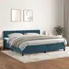 Image de Sommier À Lattes De Lit Et Matelas Bleu Foncé 200x200cm Velours Vidaxl