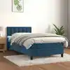 Image de Sommier À Lattes De Lit Et Matelas Bleu Foncé 80x200 Cm Velours Vidaxl