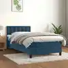 Image de Sommier À Lattes De Lit Avec Matelas Bleu Foncé 90x200 Cm Vidaxl