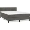 Image de Sommier À Lattes De Lit Et Matelas Gris Foncé 140x190cm Velours Vidaxl