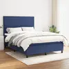 Image de Sommier À Lattes De Lit Avec Matelas Bleu 140x200 Cm Tissu Vidaxl