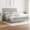 Image de Sommier À Lattes De Lit Avec Matelas Gris Clair 180x200cm Tissu Vidaxl