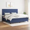 Image de Sommier À Lattes De Lit Avec Matelas Bleu 200x200 Cm Tissu Vidaxl