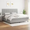 Image de Sommier À Lattes De Lit Avec Matelas Gris Clair 200x200cm Tissu Vidaxl