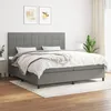 Image de Sommier À Lattes De Lit Avec Matelas Gris Foncé 200x200cm Tissu Vidaxl