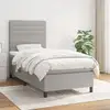 Image de Sommier À Lattes De Lit Avec Matelas Gris Clair 100x200cm Tissu Vidaxl