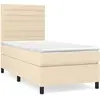 Image de Sommier À Lattes De Lit Avec Matelas Crème 100x200 Cm Tissu Vidaxl
