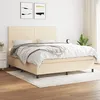 Image de Sommier À Lattes De Lit Avec Matelas Crème 160x200 Cm Tissu Vidaxl
