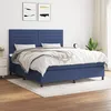 Image de Sommier À Lattes De Lit Avec Matelas Bleu 160x200 Cm Tissu Vidaxl