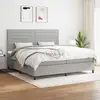 Image de Sommier À Lattes De Lit Avec Matelas Gris Clair 200x200cm Tissu Vidaxl