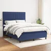 Image de Sommier À Lattes De Lit Avec Matelas Bleu 140x200 Cm Tissu Vidaxl