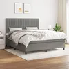 Image de Sommier À Lattes De Lit Avec Matelas Gris Foncé 160x200cm Tissu Vidaxl