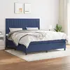 Image de Sommier À Lattes De Lit Avec Matelas Bleu 160x200 Cm Tissu Vidaxl