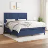 Image de Sommier À Lattes De Lit Avec Matelas Bleu 180x200 Cm Tissu Vidaxl