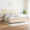 Image de vidaXL Sommier à lattes de lit avec matelas Crème 200x200 cm Tissu 3141966