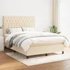 Image de Sommier À Lattes De Lit Avec Matelas Crème 140x190 Cm Tissu Vidaxl