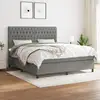 Image de Sommier À Lattes De Lit Avec Matelas Gris Foncé 180x200cm Tissu Vidaxl