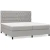 Image de Sommier À Lattes De Lit Avec Matelas Gris Clair 200x200cm Tissu Vidaxl