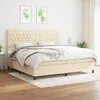 Image de Sommier À Lattes De Lit Avec Matelas Crème 200x200 Cm Tissu Vidaxl