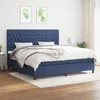 Image de Sommier À Lattes De Lit Avec Matelas Bleu 200x200 Cm Tissu Vidaxl