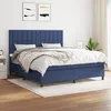 Image de Sommier À Lattes De Lit Avec Matelas Bleu 160x200 Cm Tissu Vidaxl