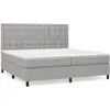 Image de Sommier À Lattes De Lit Avec Matelas Gris Clair 200x200cm Tissu Vidaxl