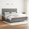 Image de Sommier À Lattes De Lit Avec Matelas Gris Foncé 200x200cm Tissu Vidaxl