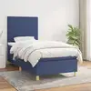 Image de Sommier À Lattes De Lit Avec Matelas Bleu 100x200 Cm Tissu Vidaxl