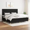 Image de Sommier À Lattes De Lit Avec Matelas Noir 200x200 Cm Tissu Vidaxl
