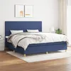 Image de Sommier À Lattes De Lit Avec Matelas Bleu 200x200 Cm Tissu Vidaxl
