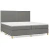 Image de Sommier À Lattes De Lit Avec Matelas Gris Foncé 200x200cm Tissu Vidaxl