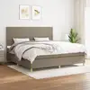 Image de Sommier À Lattes De Lit Avec Matelas Taupe 200x200 Cm Tissu Vidaxl