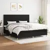 Image de Sommier À Lattes De Lit Avec Matelas Noir 200x200 Cm Tissu Vidaxl