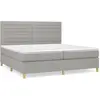 Image de Sommier À Lattes De Lit Avec Matelas Gris Clair 200x200cm Tissu Vidaxl