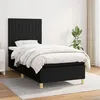 Image de Sommier À Lattes De Lit Avec Matelas Noir 100x200 Cm Tissu Vidaxl