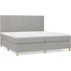Image de Sommier À Lattes De Lit Avec Matelas Gris Clair 200x200cm Tissu Vidaxl