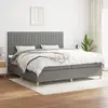 Image de Sommier À Lattes De Lit Avec Matelas Gris Foncé 200x200cm Tissu Vidaxl