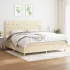 Image de Sommier À Lattes De Lit Avec Matelas Crème 200x200 Cm Tissu Vidaxl